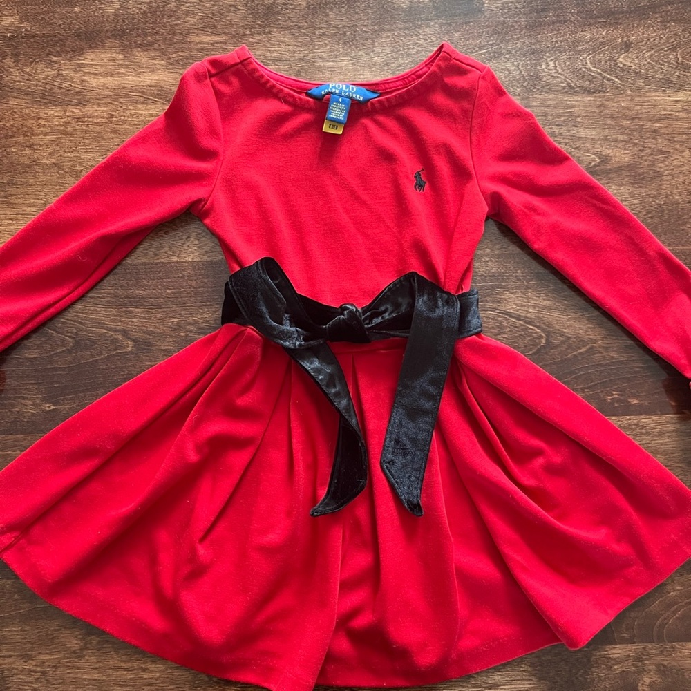 Polo by Ralph Lauren Red Dress with Black Velvet Bow